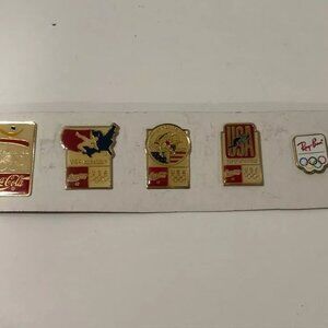 Coca Cola Olympic Pins, Set of 5, USA '92, Various Sports, Preowned